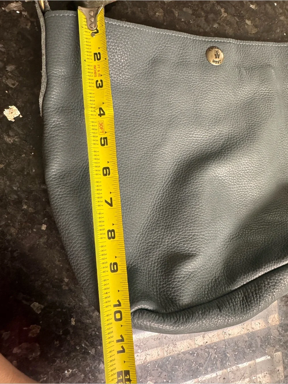 Pebbled Leather Hobo Shoulder Bag in gray (dark)  with Brown Strap